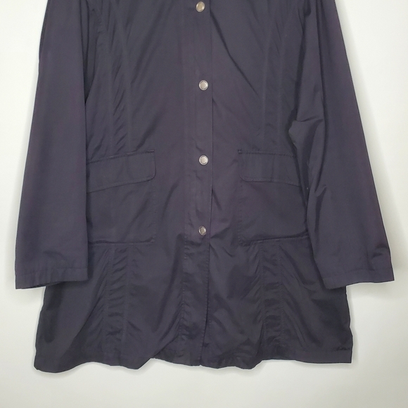 Tall Girl Hooded Anorak Size XL Zip and Snap Front Black Coat Casual Retro - Picture 3 of 15